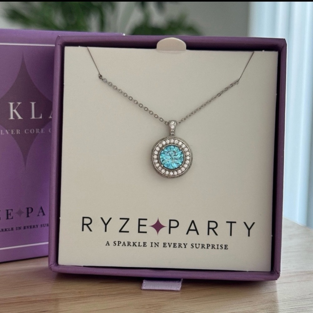 Ryze Party “Aruba Blue CZ” Sterling Silver Necklace